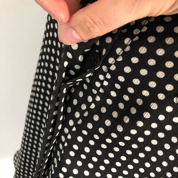 Tommy Hilfiger Black White Polka Dot Top NWT Button Down Shirt Blouse Small - Picture 8 of 12